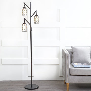 Lewis Tiffany-Style 71" Multi-Light LED Floor Lamp - JONATHAN Y
